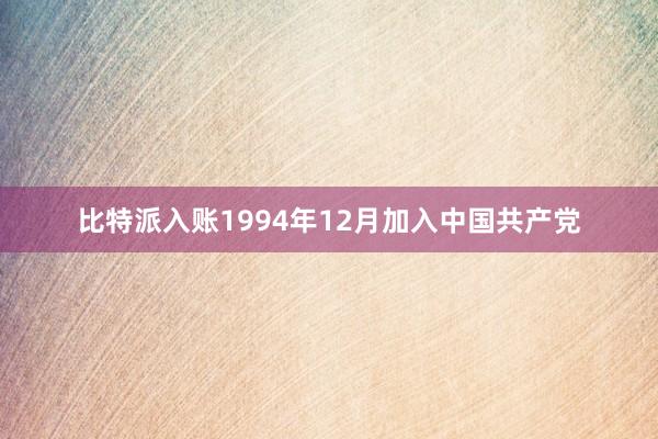 比特派入账1994年12月加入中国共产党
