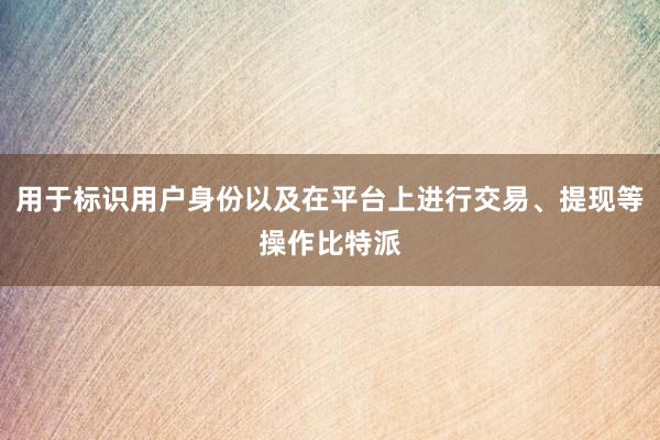 用于标识用户身份以及在平台上进行交易、提现等操作比特派