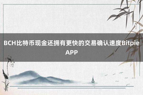 BCH比特币现金还拥有更快的交易确认速度BitpieAPP