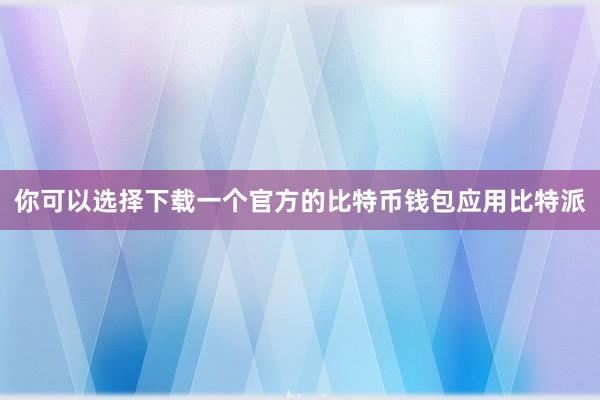 你可以选择下载一个官方的比特币钱包应用比特派