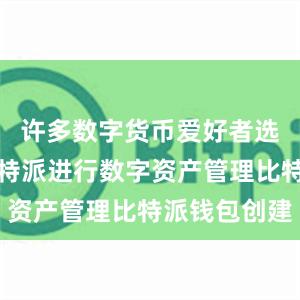 许多数字货币爱好者选择使用比特派进行数字资产管理比特派钱包创建